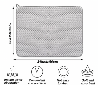 24x17" Absorbent Microfiber Dish Drying Mat - Gray